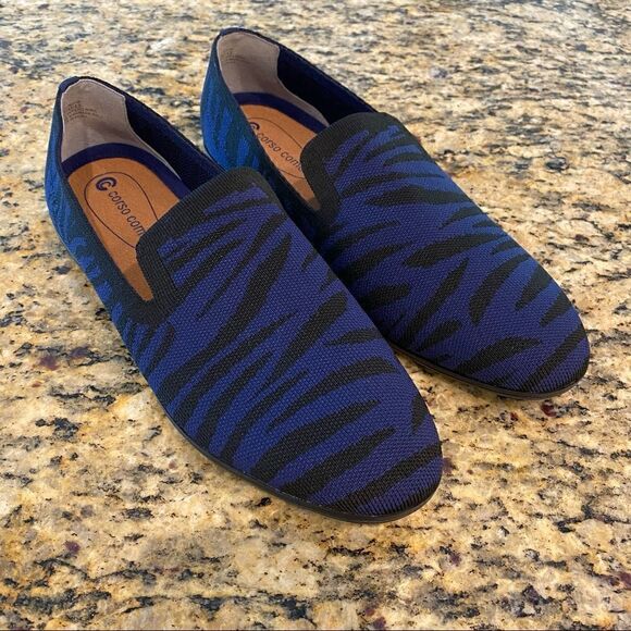 Corso Como Sz 11M Blue Nehva Zebra Print Slip-On Driving Casual Loafers - Picture 10 of 12